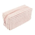 thumbnail image 1 of 1 Pc Women Pillow Shaped Makeup Bag for Vacation Outdoor Activities Travel Pink Plush, 1 of 2