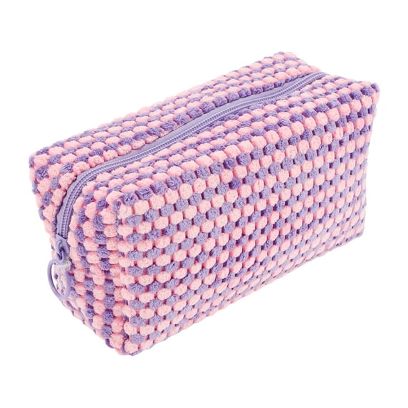 1 Pc Women Pillow Shaped Makeup Bag for Vacation Outdoor Activities Travel Purple Plush