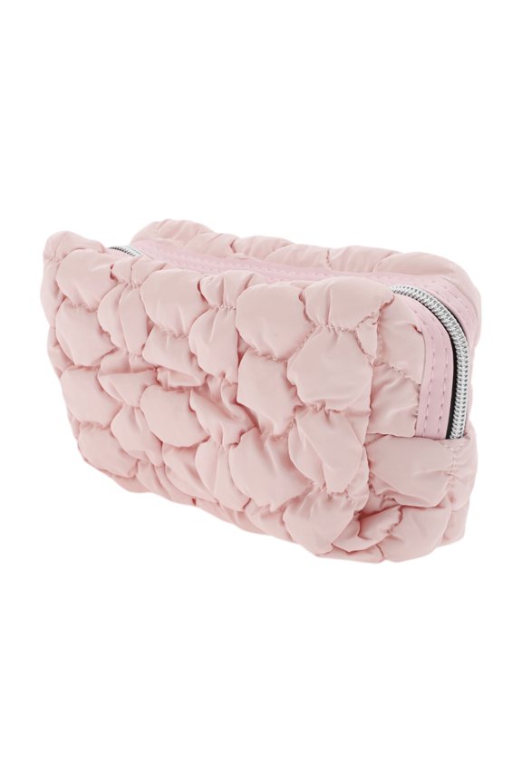 1 Pc Women Portable Bubble Cloud Style Makeup Bag for Travel Vacation Pink Cotton