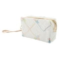 thumbnail image 1 of 1 Pc Women Portable Butterfly Knot Makeup Bag for Travel Vacation Wedding White PU, 1 of 2