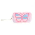 thumbnail image 1 of 1 Pc Women Portable Embroidered Butterfly Makeup Bag for Vacation Pink Purple Plush, 1 of 2