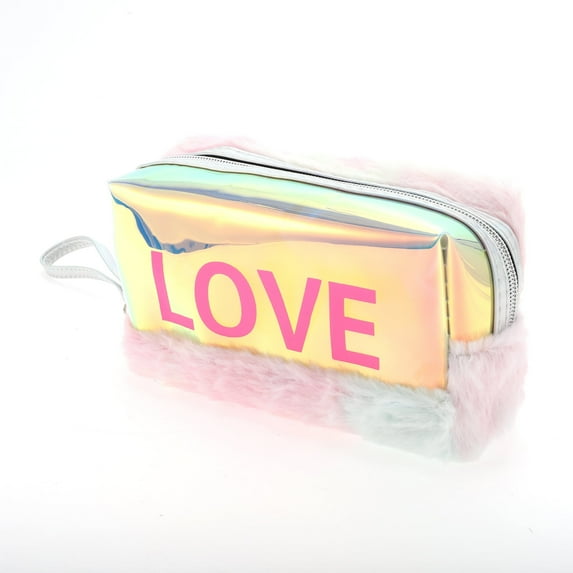 Unique Bargains 1 Pc Women Portable LOVE Makeup Bag for Vacation Travel Gym Wedding Plush Light Assorted Color