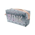 thumbnail image 1 of 1 Pc Women Portable Love Pink Makeup Bag for Travel Vacation Wedding Black Gray PU, 1 of 2