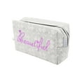 thumbnail image 1 of 1 Pc Women Portable Sequin Beautiful Makeup Bag for Travel Vacation Gray White PU, 1 of 2