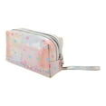 thumbnail image 1 of Unique Bargains 1 Pc Women Portable Sequin Heart Gradient Makeup Bag for Travel PU Orange, Pink, 1 of 3