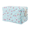 thumbnail image 1 of 1 Pc Women Portable Small Floral Makeup Bag for Travel Vacation Camping Blue Cotton, 1 of 2