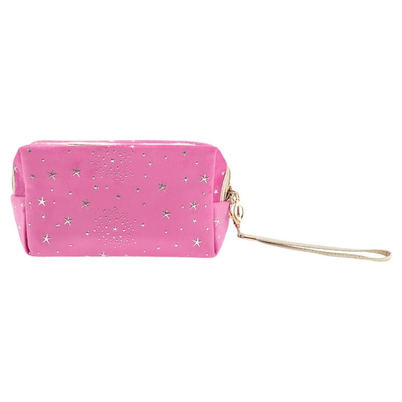 1 Pc Women Portable Stars Makeup Bag for Travel Gym Vacation Travel Gym Rose Red Flannel