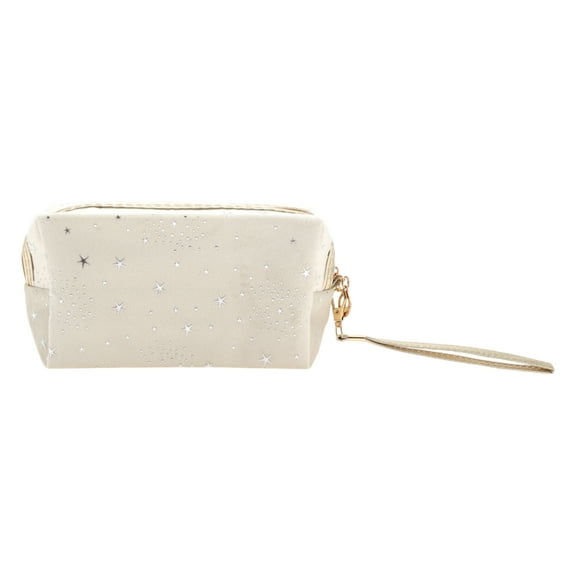 1 Pc Women Portable Stars Makeup Bag for Travel Vacation Wedding Camping White Flannel