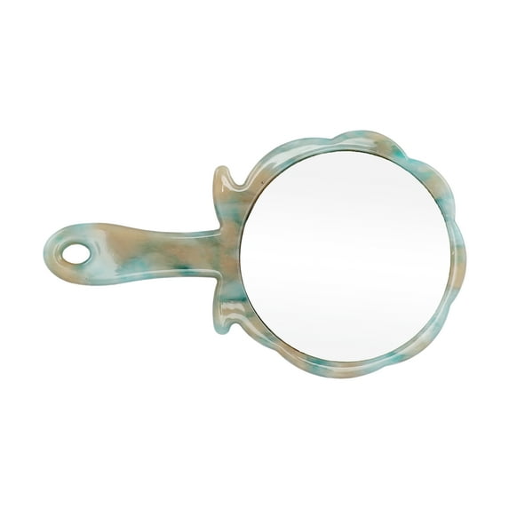 1 Pc Women Rose Shape Handheld Mirror for Business Travel Beauty Parlor Green Acetate Aluminum Mirror