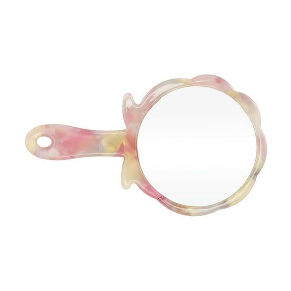 1 Pc Women Rose Shape Handheld Mirror for Business Travel Gym Pink Yellow Acetate Aluminum Mirror