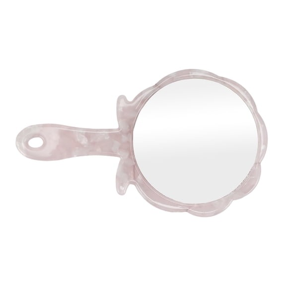 1 Pc Women Rose Shape Handheld Mirror for Business Travel Vacation Light Pink Acetate Aluminum Mirror
