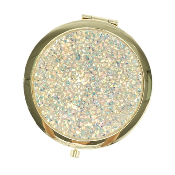 1 Pc Women Round Makeup Mirror Cosmetic Mirror for Business Travel Gold Tone Metal Glass