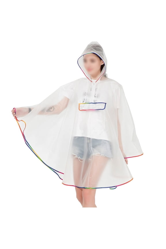 1 Pc Women’S Raincoat Hooded Jacket Eva Transparent Lightweight Cape Raincoat For Outdoor Rainy Day Hiking Travel Accessories