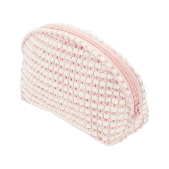 1 Pc Women Shell Travel Makeup Bag for Vacation Outdoor Activities Travel Pink Plush