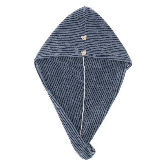 1 Pc Women Soft Pinstripe Hair Towel for Bathroom Vacation Business Travel Blue Coral Velvet