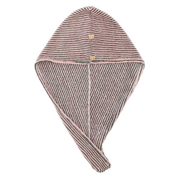 1 Pc Women Soft Pinstripe Hair Towel for Bathroom Vacation Business Travel Pink Coral Velvet