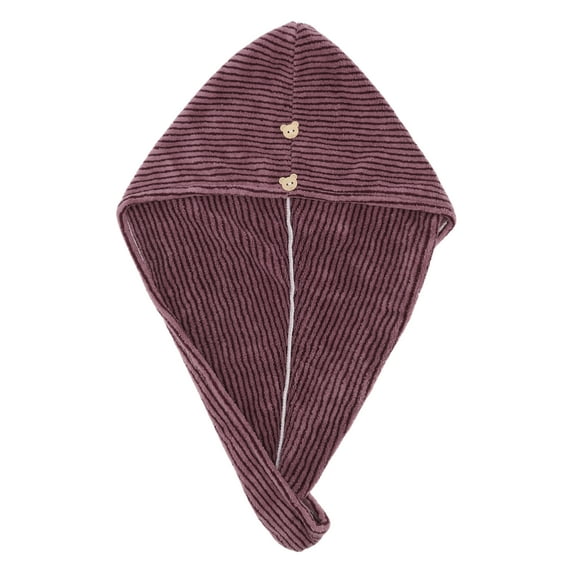1 Pc Women Soft Pinstripe Hair Towel for Bathroom Vacation Business Travel Red Coral Velvet
