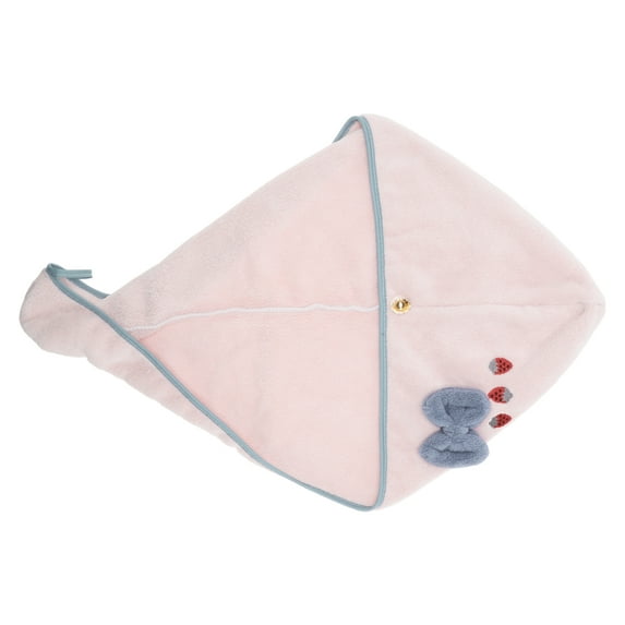 1 Pc Women Soft Strawberry Bow Hair Towel for Bathroom Vacation Travel Pink Coral Velvet