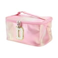 thumbnail image 1 of 1 Pc Women Square Letter D Makeup Bag for Vacation Outdoor Activities Pink PU, 1 of 2