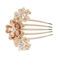 thumbnail image 1 of 1 Pc Women Three Flowers Hair Insert Comb for Straight Thick Wavy Hair Champagne Alloy Rhinestone, 1 of 3