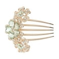 thumbnail image 1 of Unique Bargains 1 Pc Women Three Flowers Hair Insert Comb for Straight Thick Wavy Curly Hair Alloy Rhinestone Green, 1 of 3