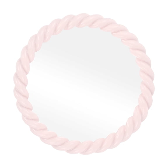 1 Pc Women Twisted Round Shape Desktop Cosmetic Mirror for Business Travel Pink Plastic Glass Mirror