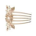 thumbnail image 1 of 1 Pc Women Two Flowers Hair Insert Comb for Straight Thick Wavy Hair Champagne Alloy Rhinestone, 1 of 3