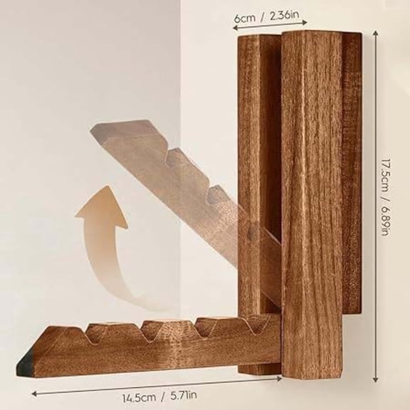 1 Pc Wood Foldable Wall Mount Coat Rack, No Drill Hidden Clothes Hook