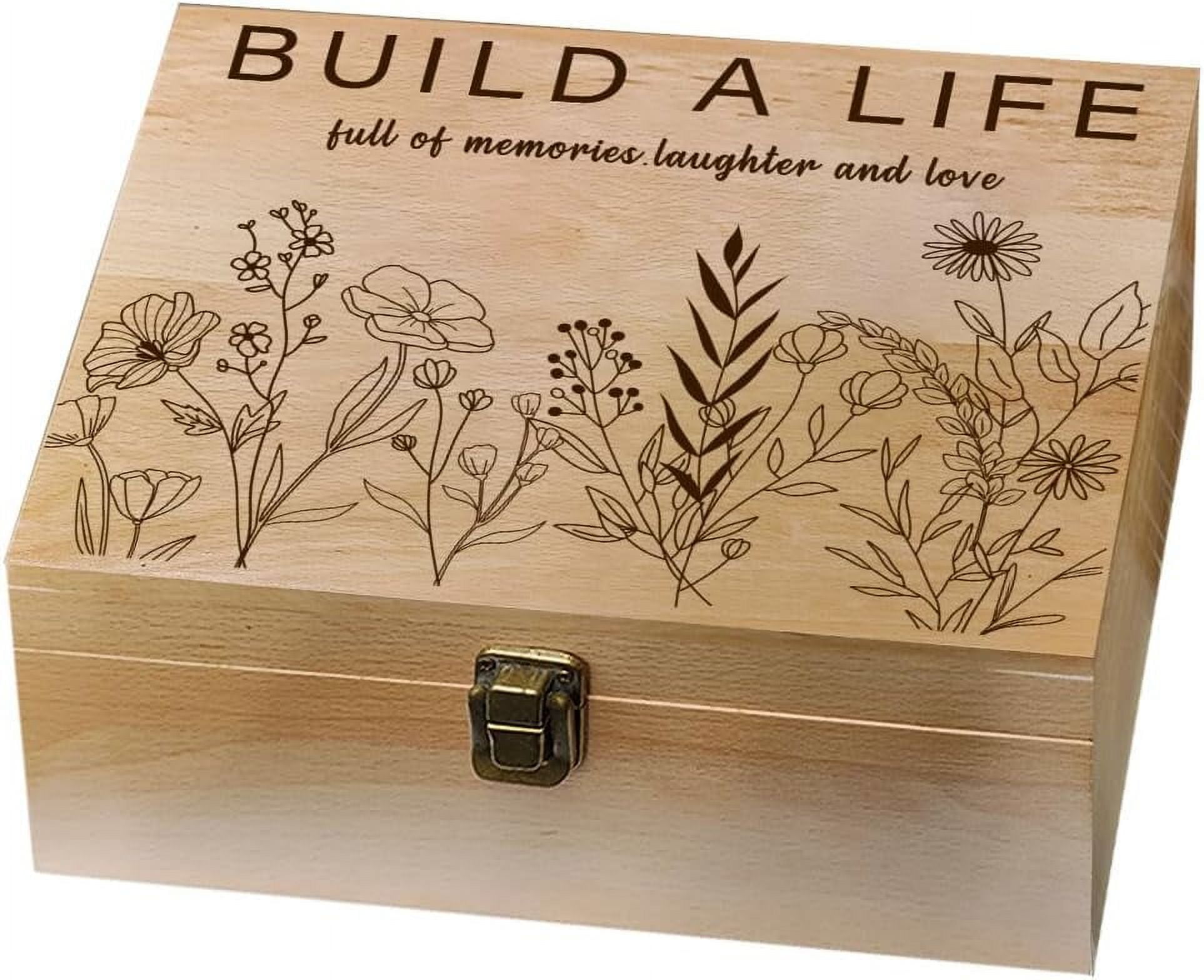 1 Pc Wood Memory Keepsake Box Line Wildflowers Build a Life Memory Box ...