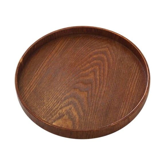 1 Pc Wooden Decorative Serving Tray for Coffee Table and Home Decor, Round Wood Trays for Table Centerpiece, Small Platter for Candle Display, Drinks Storage, 9.45 Inch