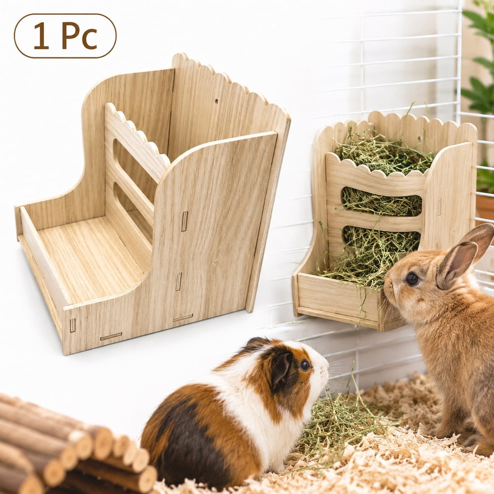 1 Pc Wooden Hay Rack Feeder for Rabbit Guinea Pig Chinchilla - Walmart.com