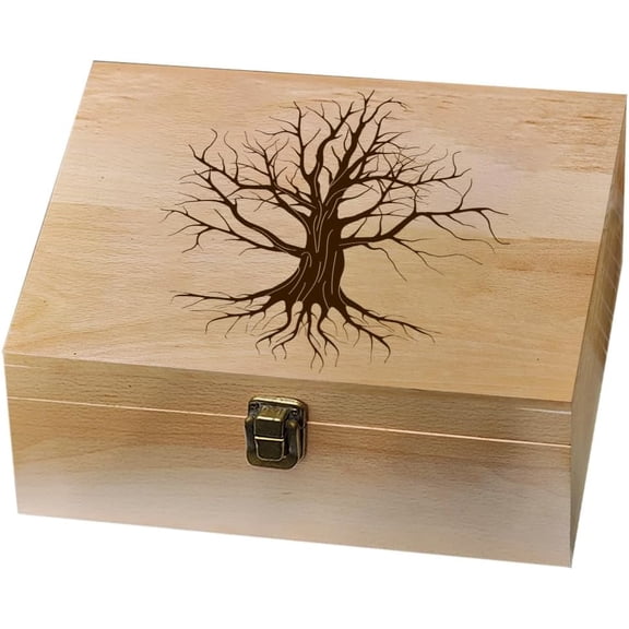 1 Pc Wooden Memory Keepsake Box Dead Branches Tree Memory Box with Hinged Lids Plant Keepsake Chest for Old Memories Picture Letter Photos Storage 9.6x7.6x4inch(24.5x19.5x10.3cm)