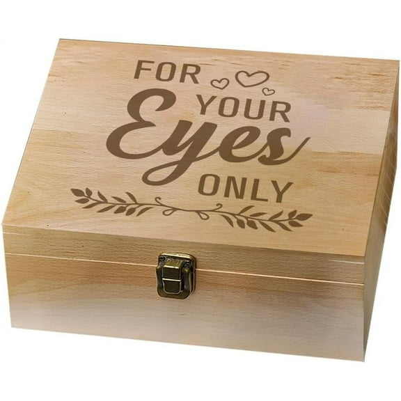 1 Pc Wooden Memory Keepsake Box For Your Eyes Only Memory Box with Hinged Lids Boudoir Photo Boxes for Office or Home Storage Keepsake Chest for Anniversary Wedding Memory Valentines Day