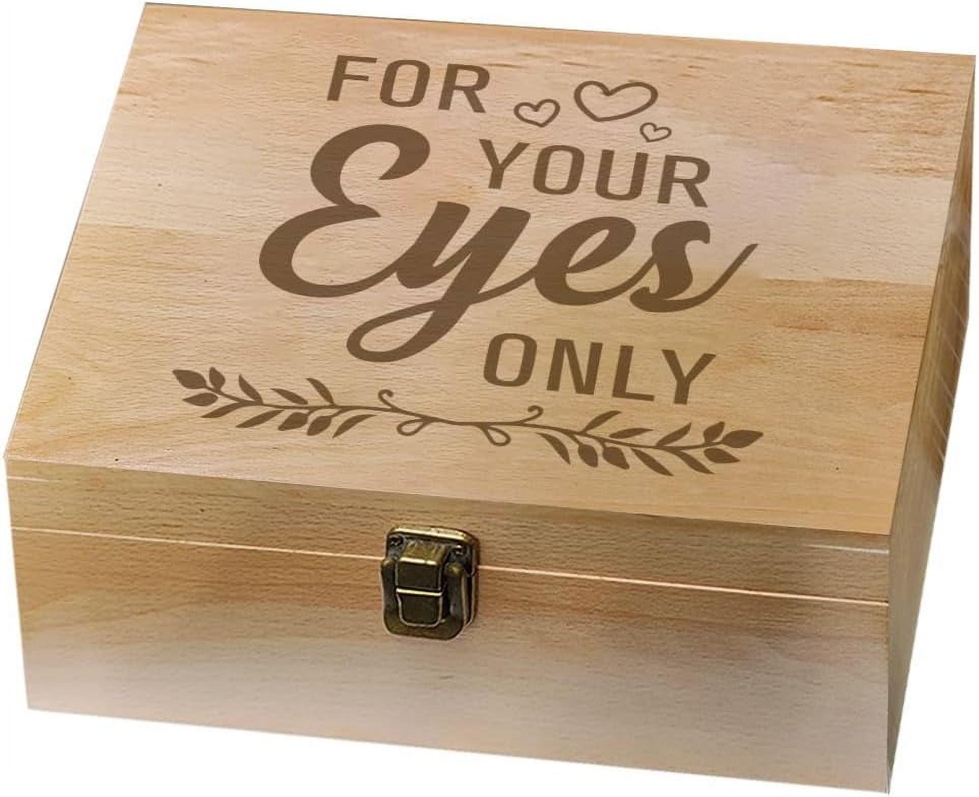 1 Pc Wooden Memory Keepsake Box For Your Eyes Only Memory Box with Hinged Lids Boudoir Photo Boxes for Office or Home Storage Keepsake Chest DIY