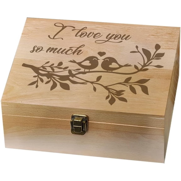 1 Pc Wooden Memory Keepsake Box I Love You So Much Metal Knot Box with Hinged Lid Photo Boxes for Office Storage Keepsake Chest for Anniversary Wedding Memory