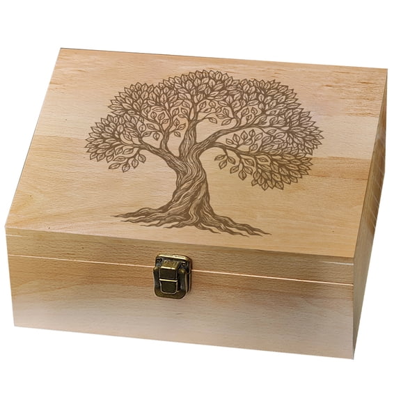 1 Pc Wooden Memory Keepsake Box Sketch of A Tree Pattern Storage Decorative Memory Wooden Box with Hinge Lids for Photos DVDs Letters Holding 24.5x19.5x10.3cm DIY