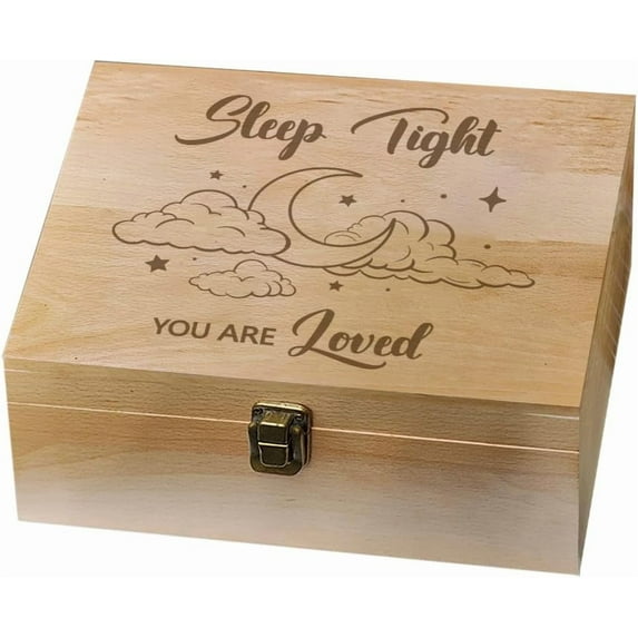 1 Pc Wooden Memory Keepsake Box Sleep Tight You Are Loved Box with Hinged Lids