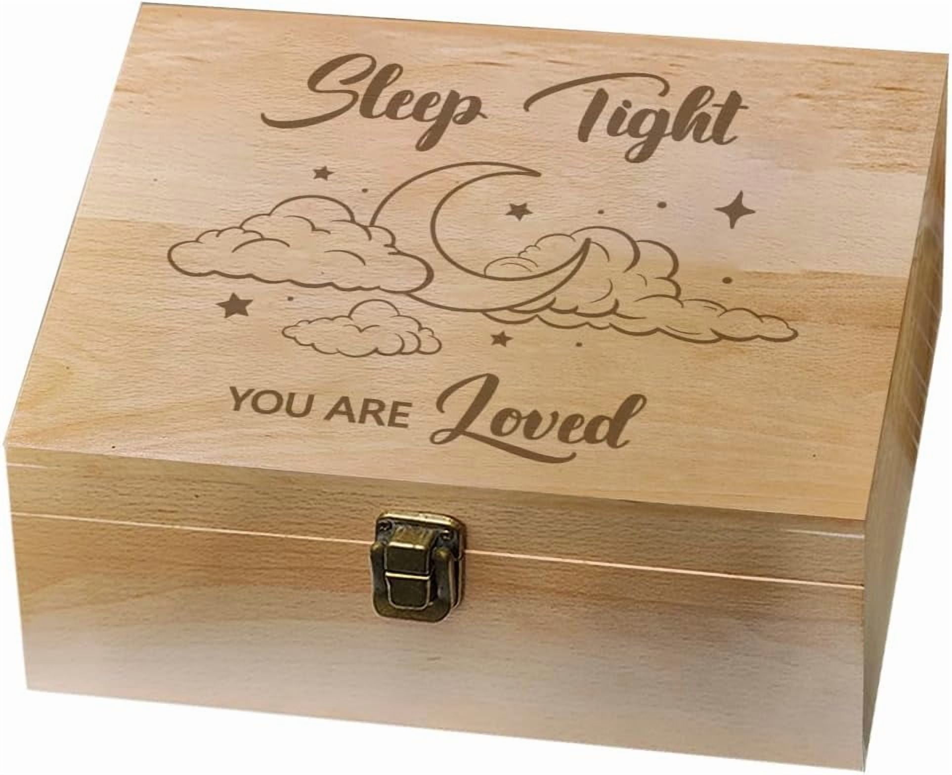 1 Pc Wooden Memory Keepsake Box Sleep Tight You Are Loved Box with Hinged Lids for Baby Anniversary Storage Box Keepsake to Store Photos Letters and Valuables 9.6x7.6x4inch diy