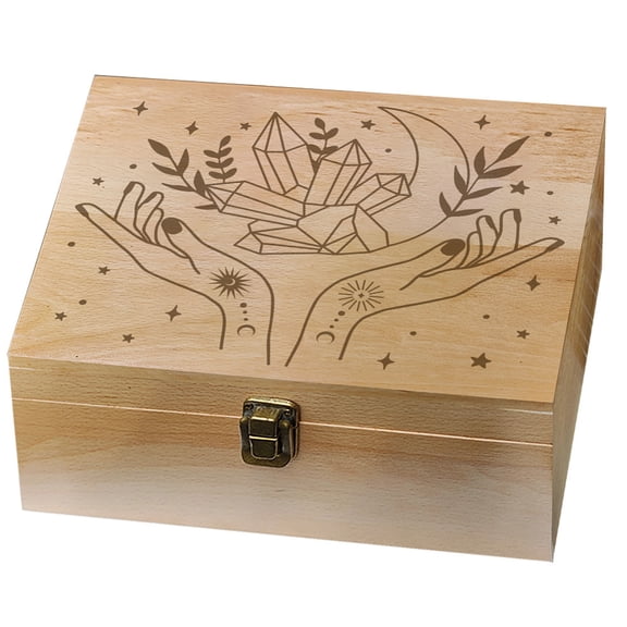 1 Pc Wooden Memory Keepsake Box and Witchy Hand Pattern Box with Hinged Lids Keepsake ChestDIY