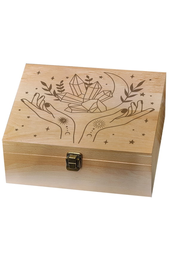 1 Pc Wooden Memory Keepsake Box and Witchy Hand Pattern Box with Hinged Lids Keepsake ChestDIY