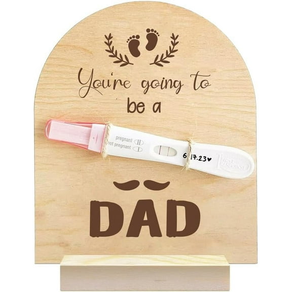 1 Pc Wooden Pregnancy Announcement Sign You're Going to Be A Dad Wooden Pregnancy Test Keepsake with Base & Twine Rope Pregnancy Reveal to Husband Dad to Be Gift for DIY