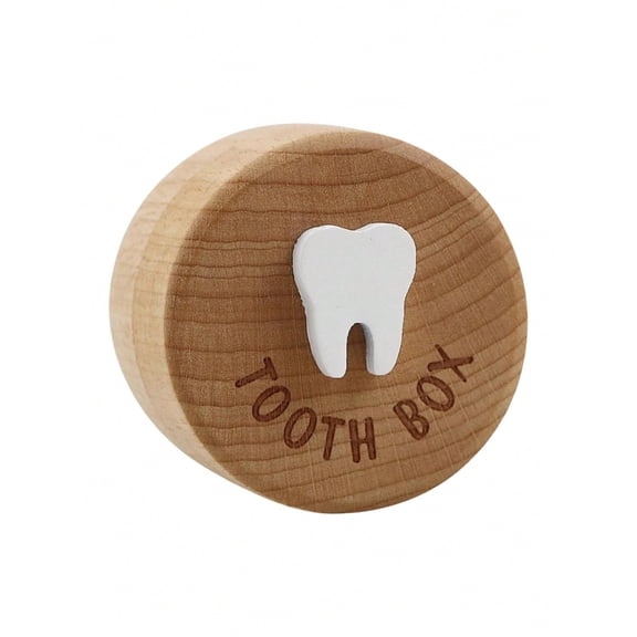 1 Pc Wooden Teeth Storage Box Children Teeth Memorial Round Wooden Box Teeth Collection Preservation Box Gift For Boys Girls Tooth Box