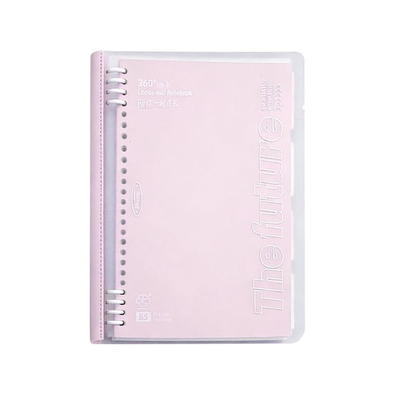 1 Pc Wrist-Friendly Split 8-Ring Notebook, Flexible Soft Cover 26-Hole Loose Leaf Binder 10.71 x 8.62 Inches with 60 Sheets Lined Paper, Soft Mist Pink
