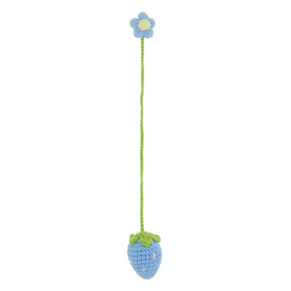 1 Pc Yarn Strawberry Car Rear View Mirror Pendant Accessories Car Hanging Ornament Blue