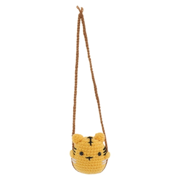 1 Pc Yarn Tiger Swing Car Rear View Mirror Pendant Accessories Car Hanging Ornament Yellow