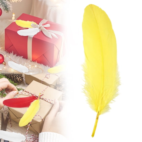 1 Pc Yellow Natural Feather for Crafts, Weddings, Holidays & More, 6-8 Inch Real Feathers for DIY Wedding Halloween Home Decor, Translucent Gray, By VINOIC