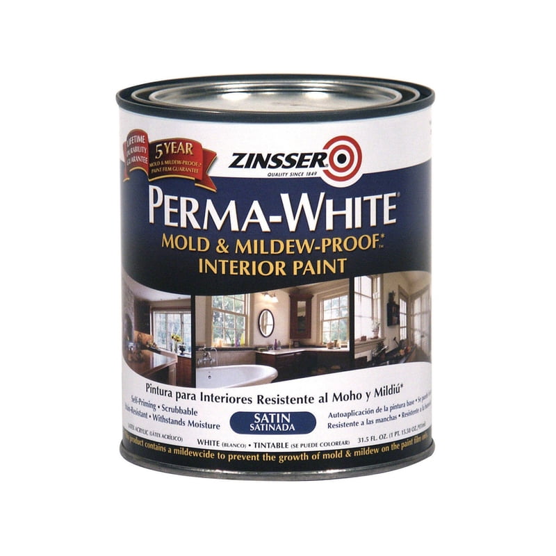 1 Pc, Zinsser PermaWhite Satin White WaterBased Mold And MildewProof