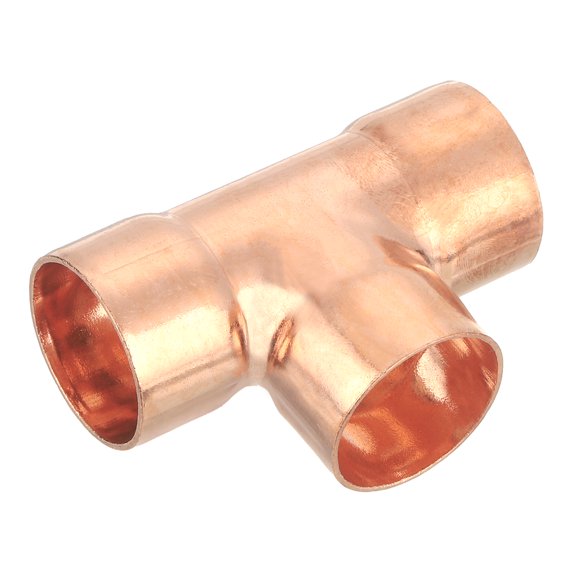 1 Pcs 1.13 inch Tee Copper Fitting Tee Shaped Fittings Connector with Sweat Solder, 50.5x72.5mm