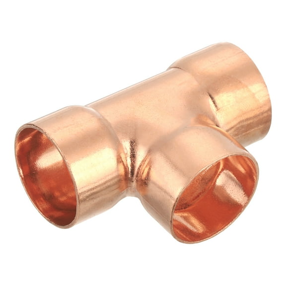 1 Pcs 1 inch Tee Copper Fitting Tee Shaped Fittings Connector with Sweat Solder, 60.5x43.5mm