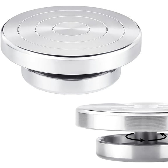 1 Pcs 11cm Flat Round Aluminum Alloy Ceramics Turntable Rotate Turntable Sculpting Wheel Revolving Turntable Ceramics Stand with Ball Bearings Accessories Decorating Ceramics Model Making